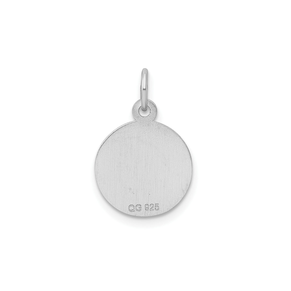 Sterling Silver Sweet 16 Pendant with Round Disc and Polished Edge Border for Teen Girls