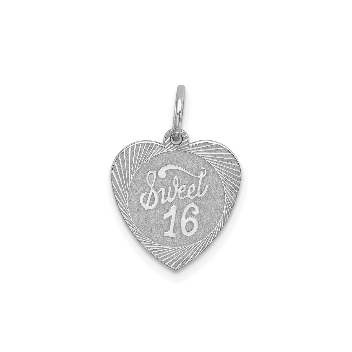 Sterling Silver Sweet 16 Heart Pendant with Textured and Polished Finish