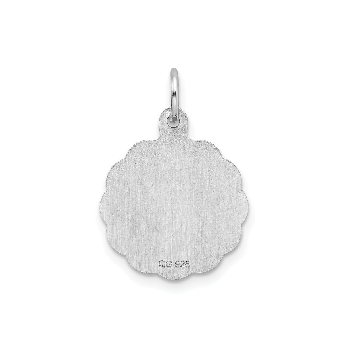 Sterling Silver Sweet Sixteen Pendant with Rose Design and Scalloped Border Charm