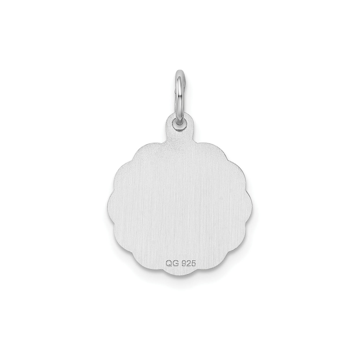 Sterling Silver Happy Birthday Pendant Charm with Scalloped Edge and Script Sentiment