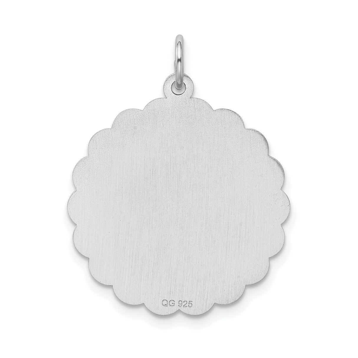 Sterling Silver Birthday Pendant with Floral Engraving and Scalloped Edge Design