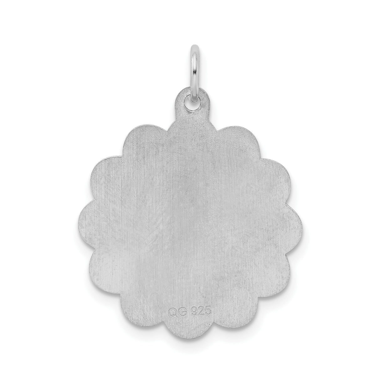 Sterling Silver Stork Pendant with Baby Bundle, Scalloped Round Motherhood Charm