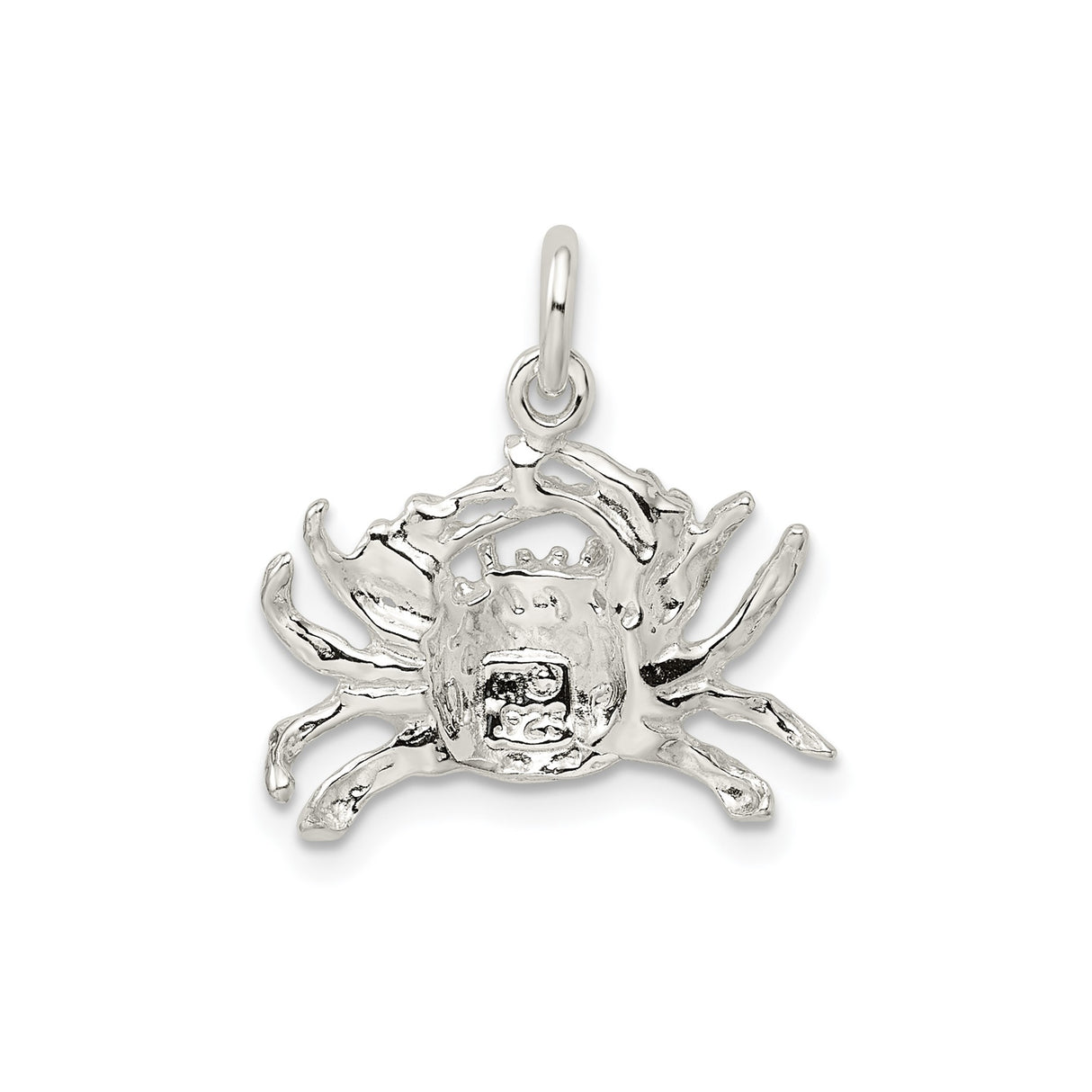 Sterling Silver Crab Pendant Charm with Detailed Claws, Nautical Ocean Theme