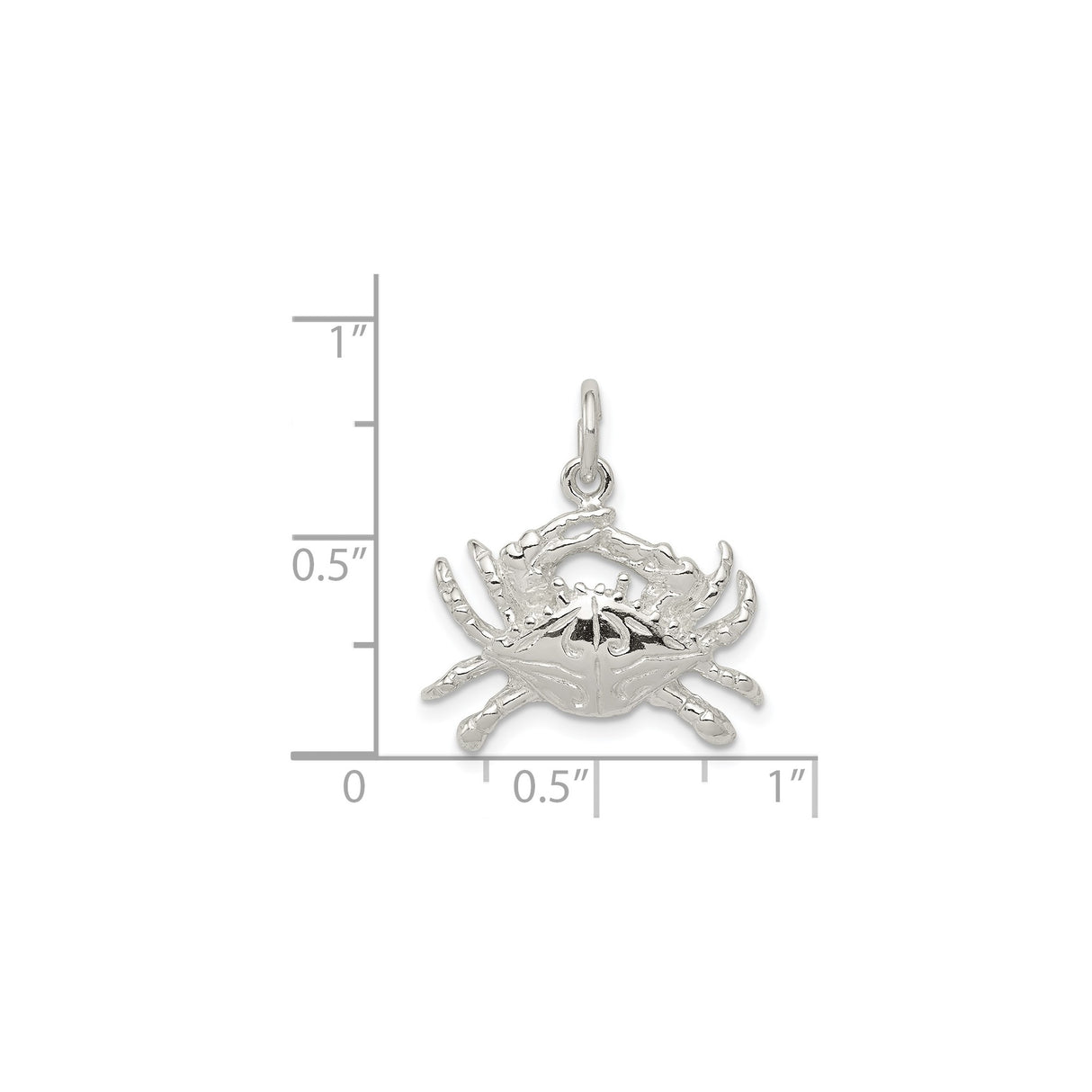 Sterling Silver Crab Pendant Charm with Detailed Claws, Nautical Ocean Theme
