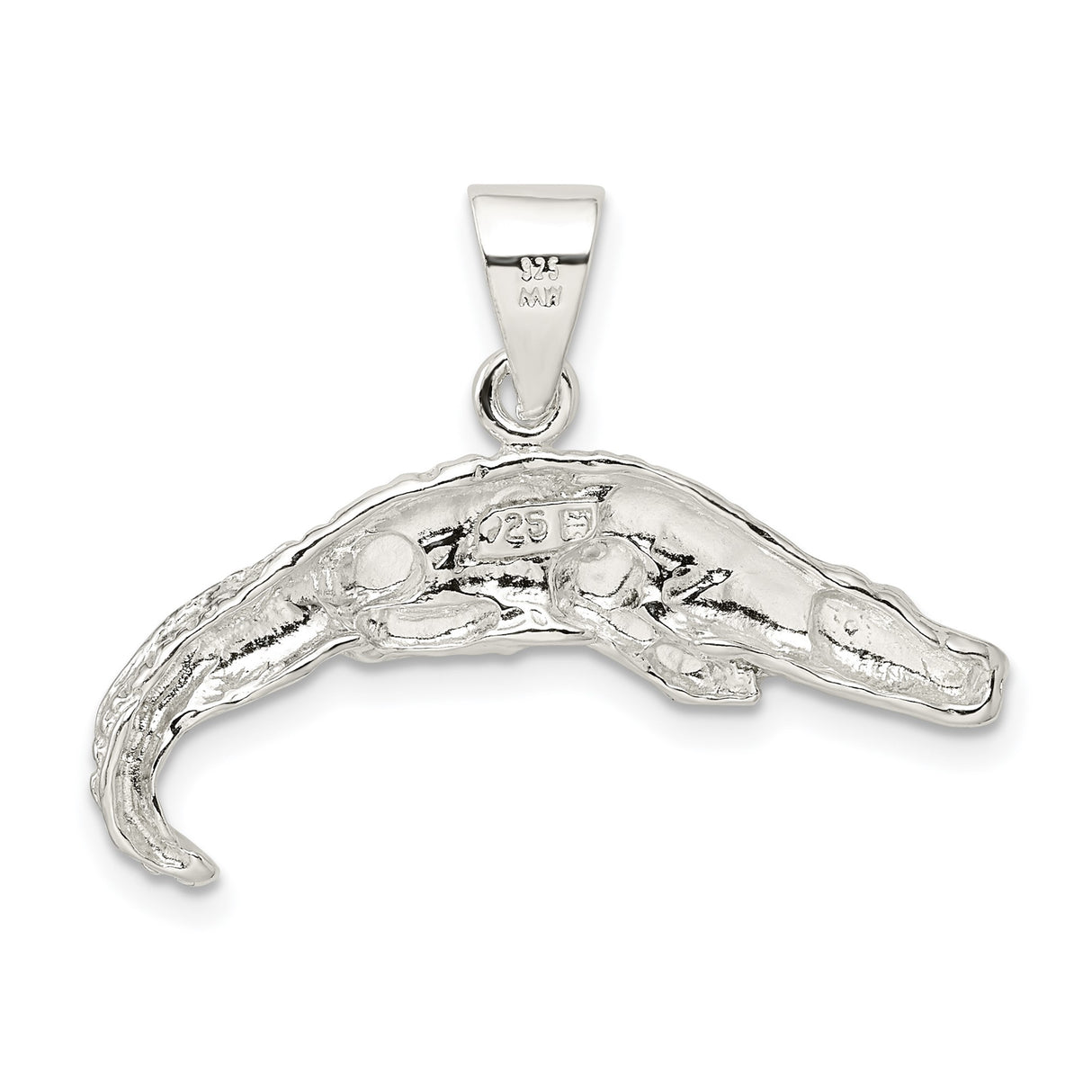 Sterling Silver Alligator Pendant, Detailed Reptile Design, Animal Totem Jewelry for Men and Women