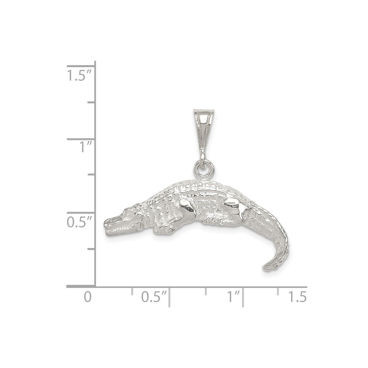 Sterling Silver Alligator Pendant, Detailed Reptile Design, Animal Totem Jewelry for Men and Women