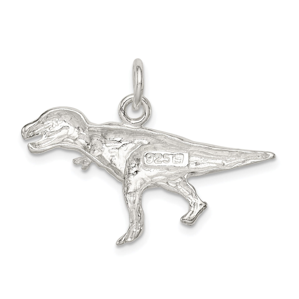 Sterling Silver T-Rex Pendant Charm, Realistic 3D Dinosaur Figure, Unisex Prehistoric Jewelry