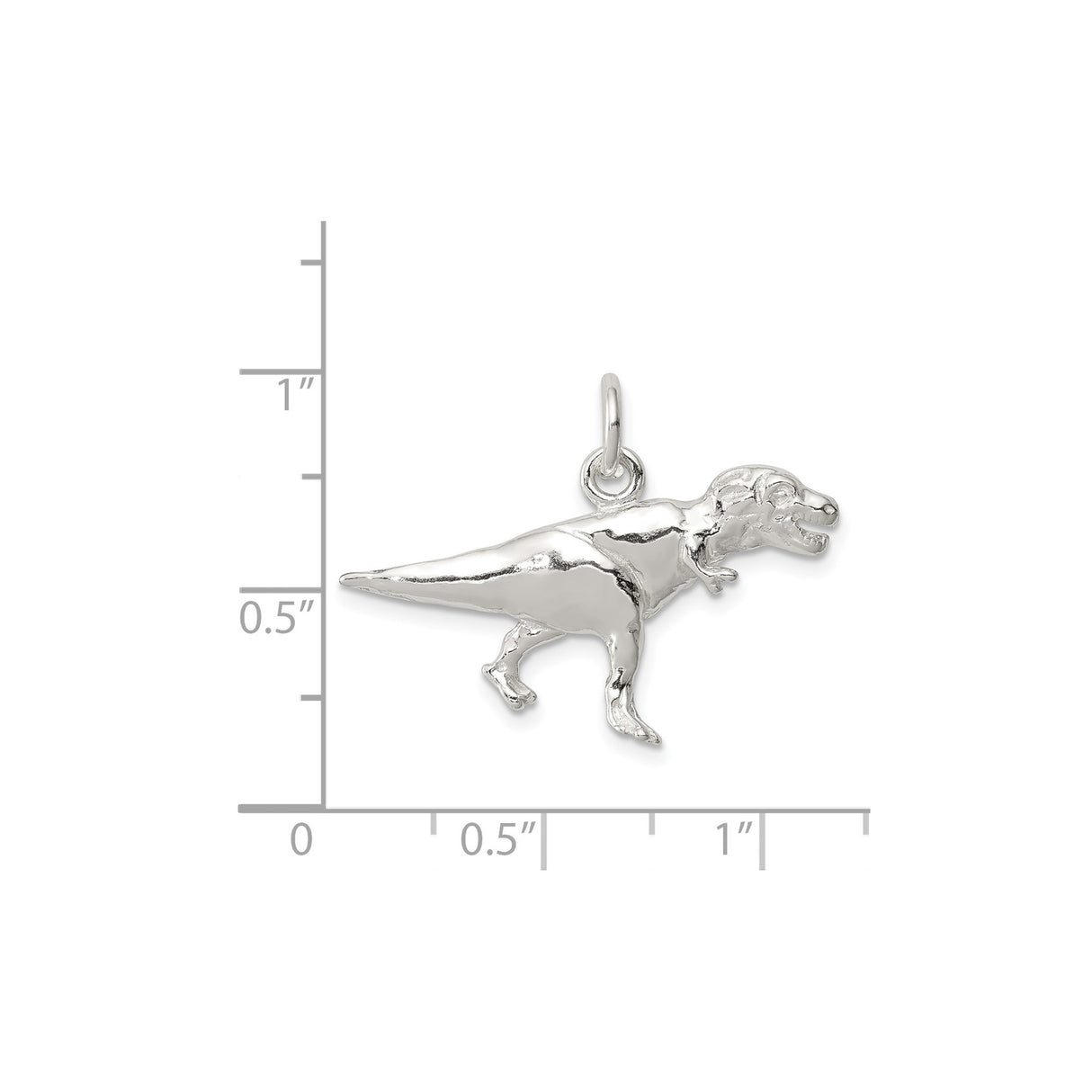 Sterling Silver T-Rex Pendant Charm, Realistic 3D Dinosaur Figure, Unisex Prehistoric Jewelry