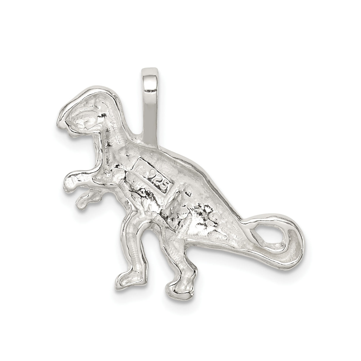 Sterling Silver Dinosaur Pendant with Detailed T Rex Design, Unisex Fossil Jewelry