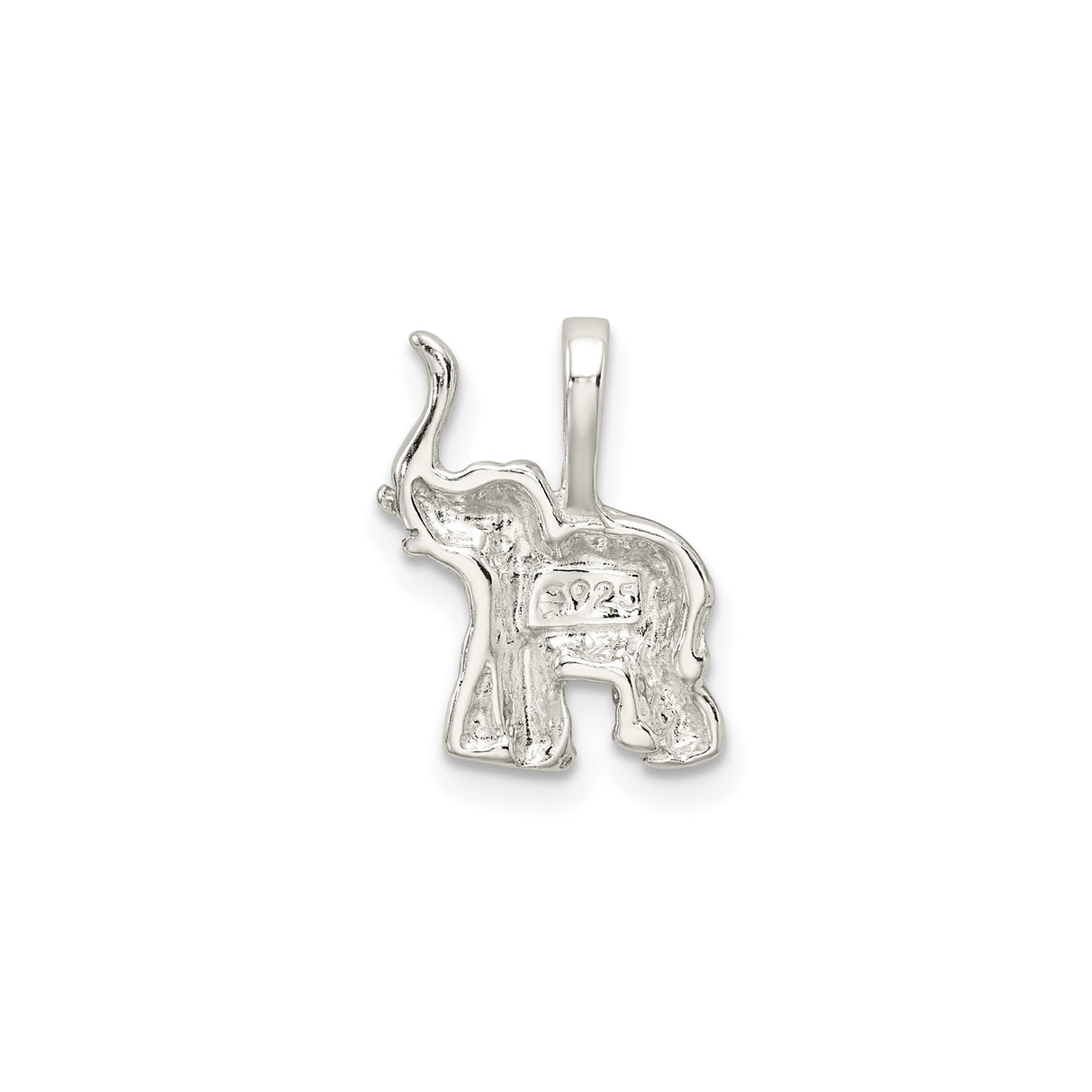 Sterling Silver Elephant Pendant with Raised Trunk, Boho Spiritual Talisman Jewelry
