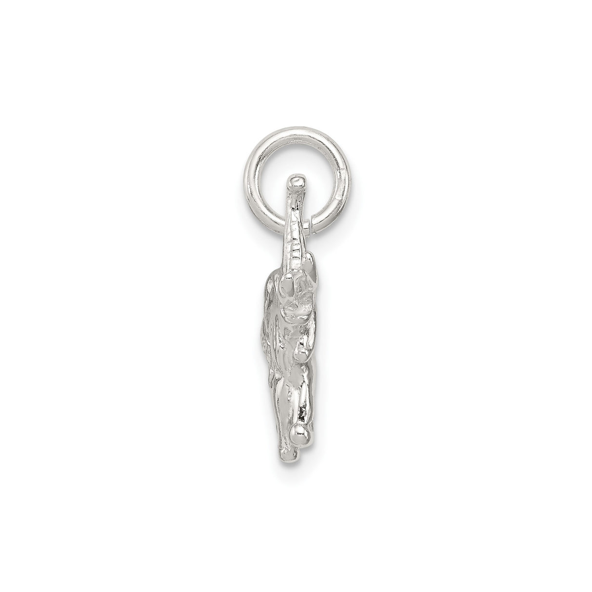 Sterling Silver Elephant Pendant Charm with Raised Trunk Symbolizing Luck and Wisdom
