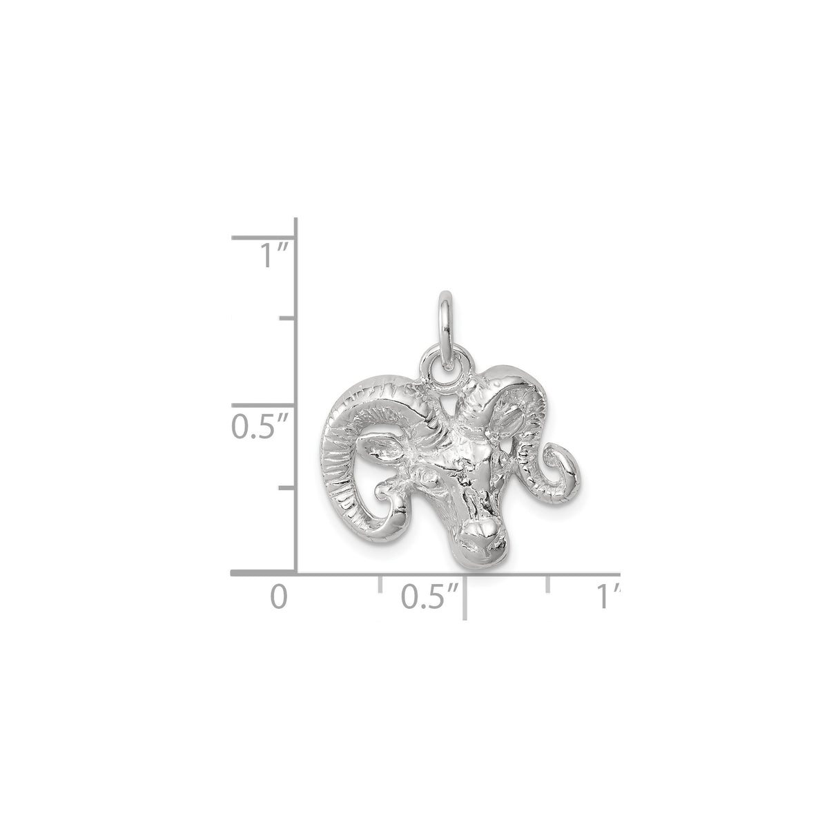 Sterling Silver Ram Head Pendant with Curled Horns, Aries Zodiac Symbol Jewelry