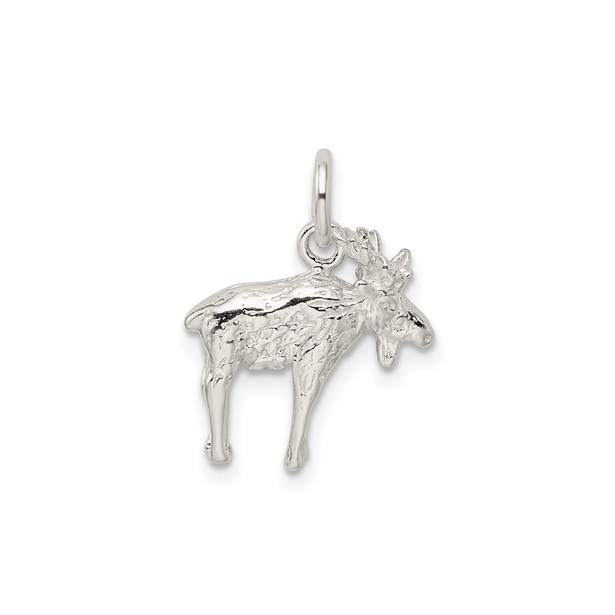 Sterling Silver Moose Pendant, Detailed Wildlife Charm, Nature-Inspired Antler Design