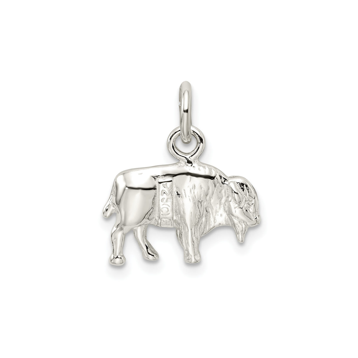 Sterling Silver Buffalo Pendant Charm with 3D Bison Design, Western Wildlife Theme