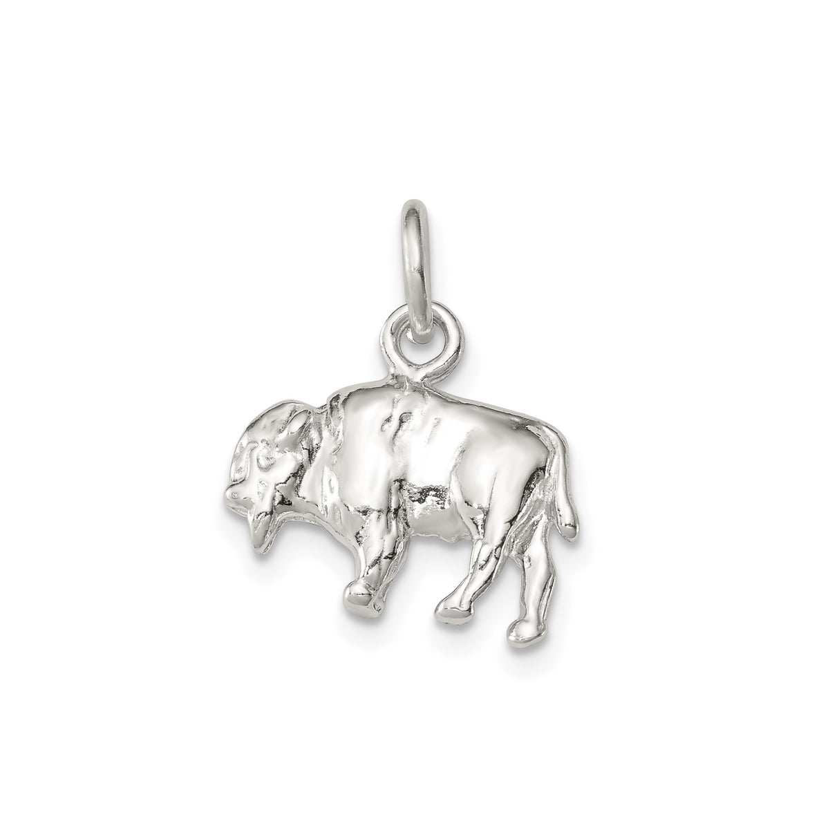 Sterling Silver Buffalo Pendant Charm with 3D Bison Design, Western Wildlife Theme