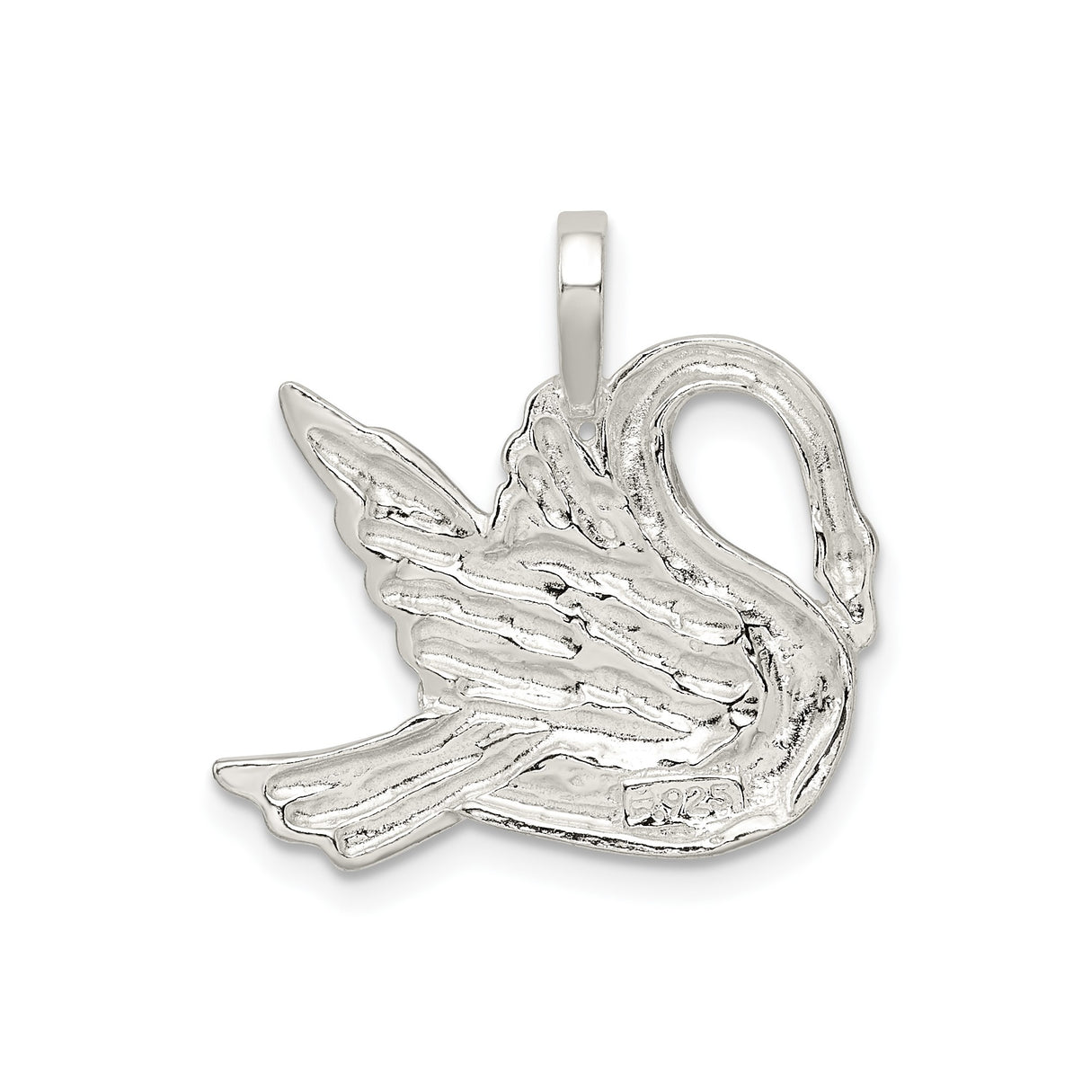 Sterling Silver Swan Pendant with Feather Engraving, Nature-Inspired Wildlife Jewelry for Women