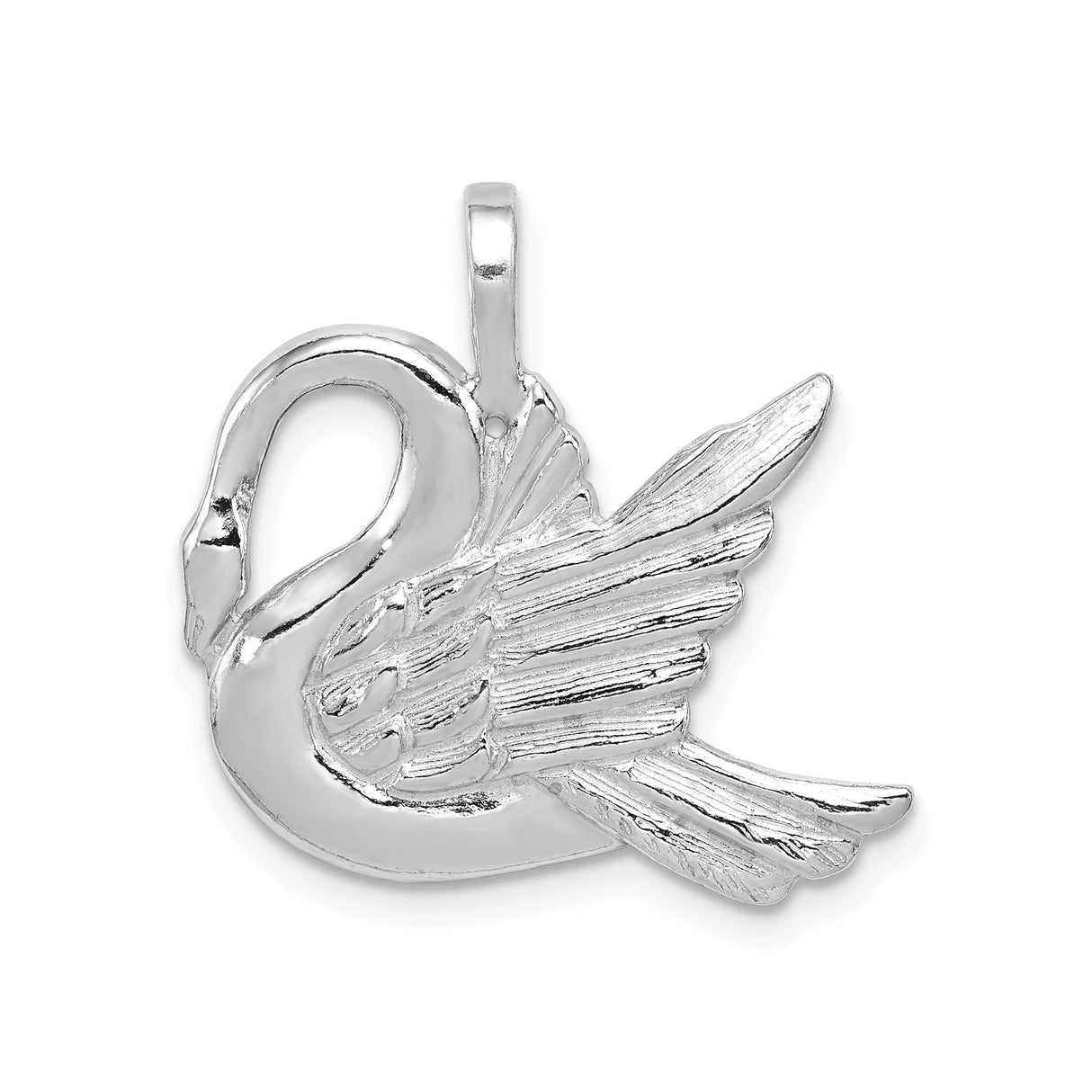Sterling Silver Swan Pendant with Feather Engraving, Nature-Inspired Wildlife Jewelry for Women