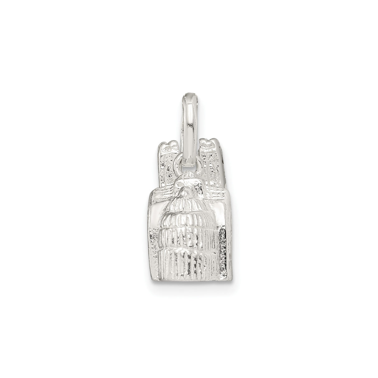Sterling Silver Cathedral Pendant with Gothic Church Design, Christian Keepsake Jewelry