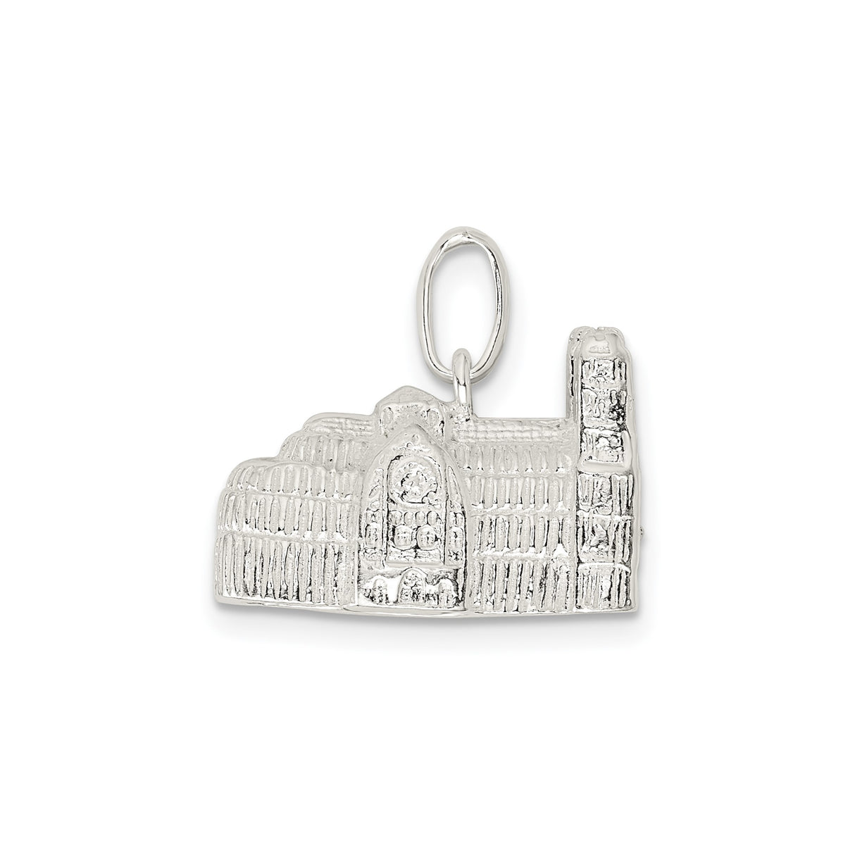 Sterling Silver Cathedral Pendant with Gothic Church Design, Christian Keepsake Jewelry