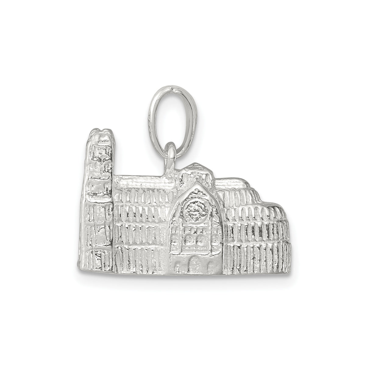 Sterling Silver Cathedral Pendant with Gothic Church Design, Christian Keepsake Jewelry