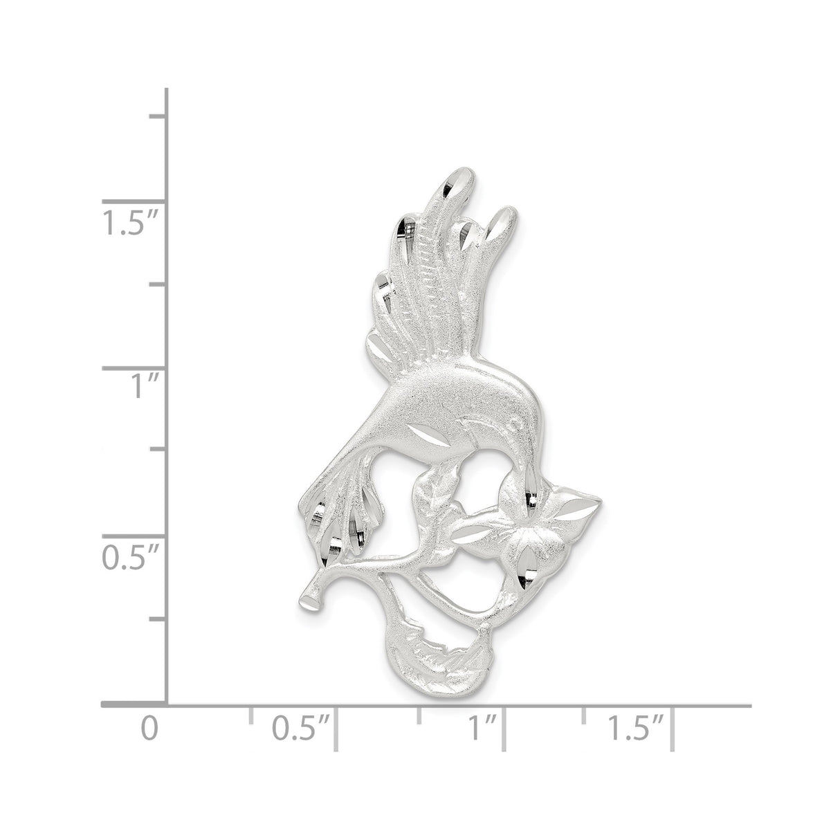 Sterling Silver Hummingbird Pendant with Flower Design, Nature-Inspired Bird Jewelry for Women