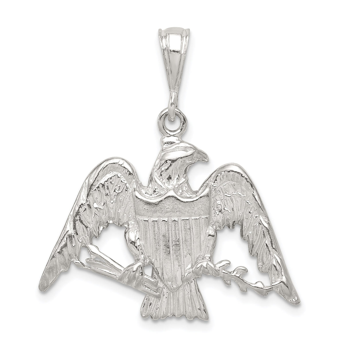 Sterling Silver Eagle Pendant with Great Seal, Olive Branch and Arrows Design