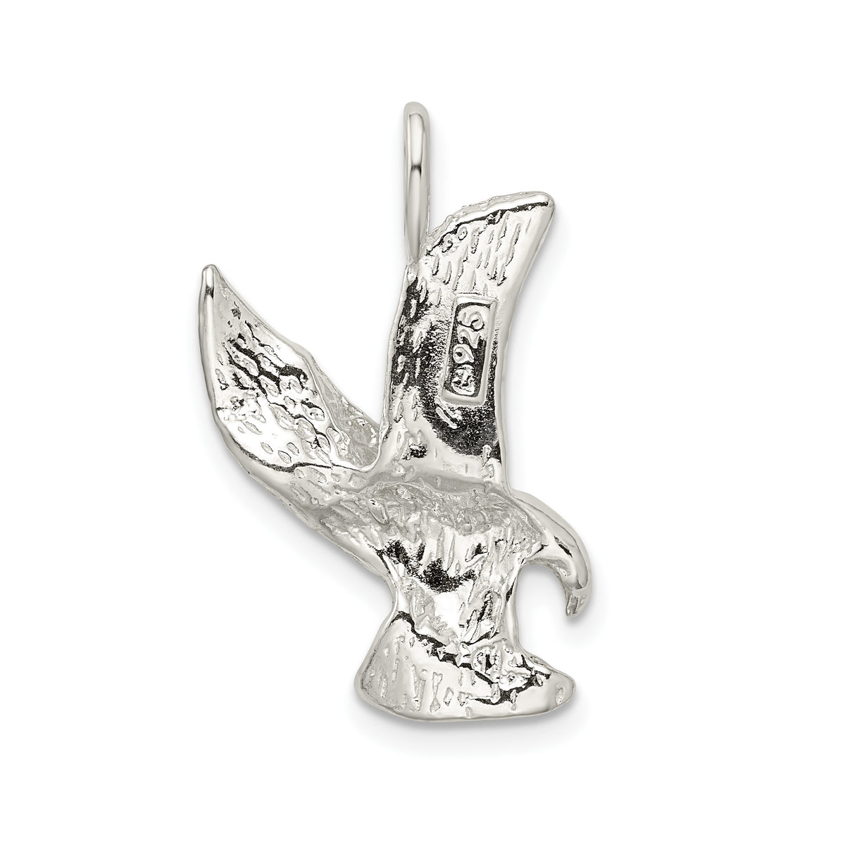 Sterling Silver Eagle Pendant with High Polish Flying Eagle Design for Men or Unisex Wear