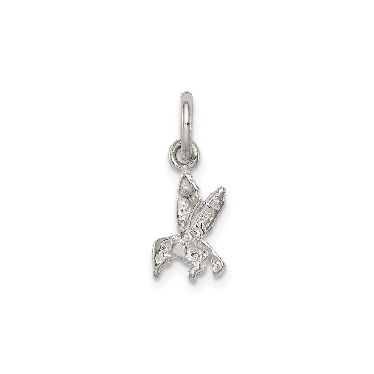 Sterling Silver Hummingbird Charm Pendant, Detailed Flying Bird Nature-Inspired Design