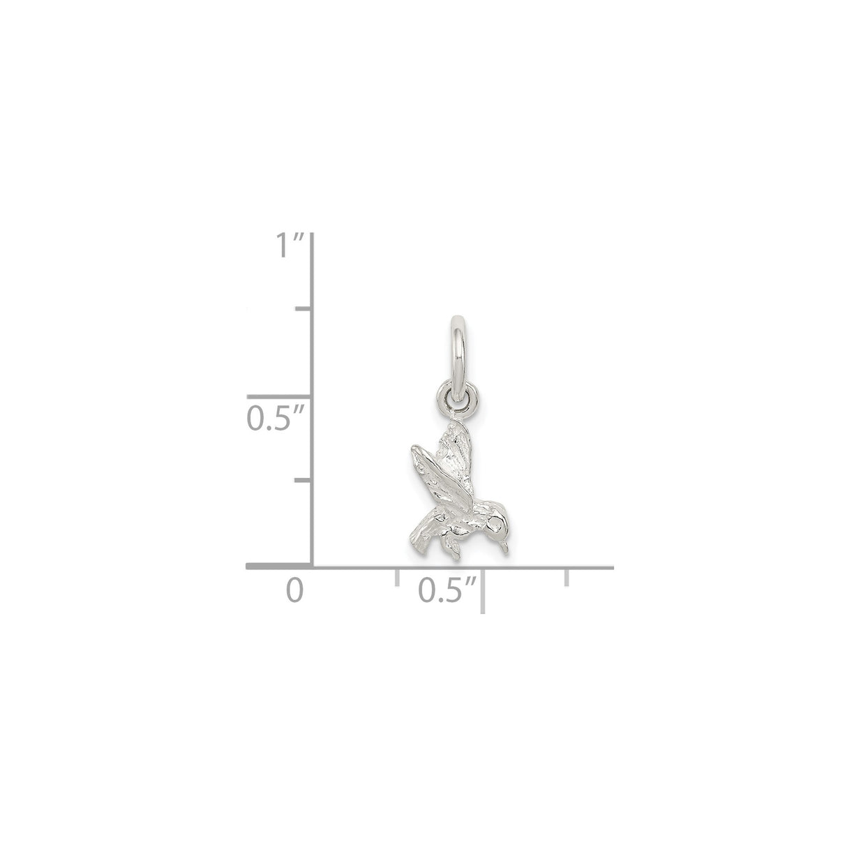 Sterling Silver Hummingbird Charm Pendant, Detailed Flying Bird Nature-Inspired Design