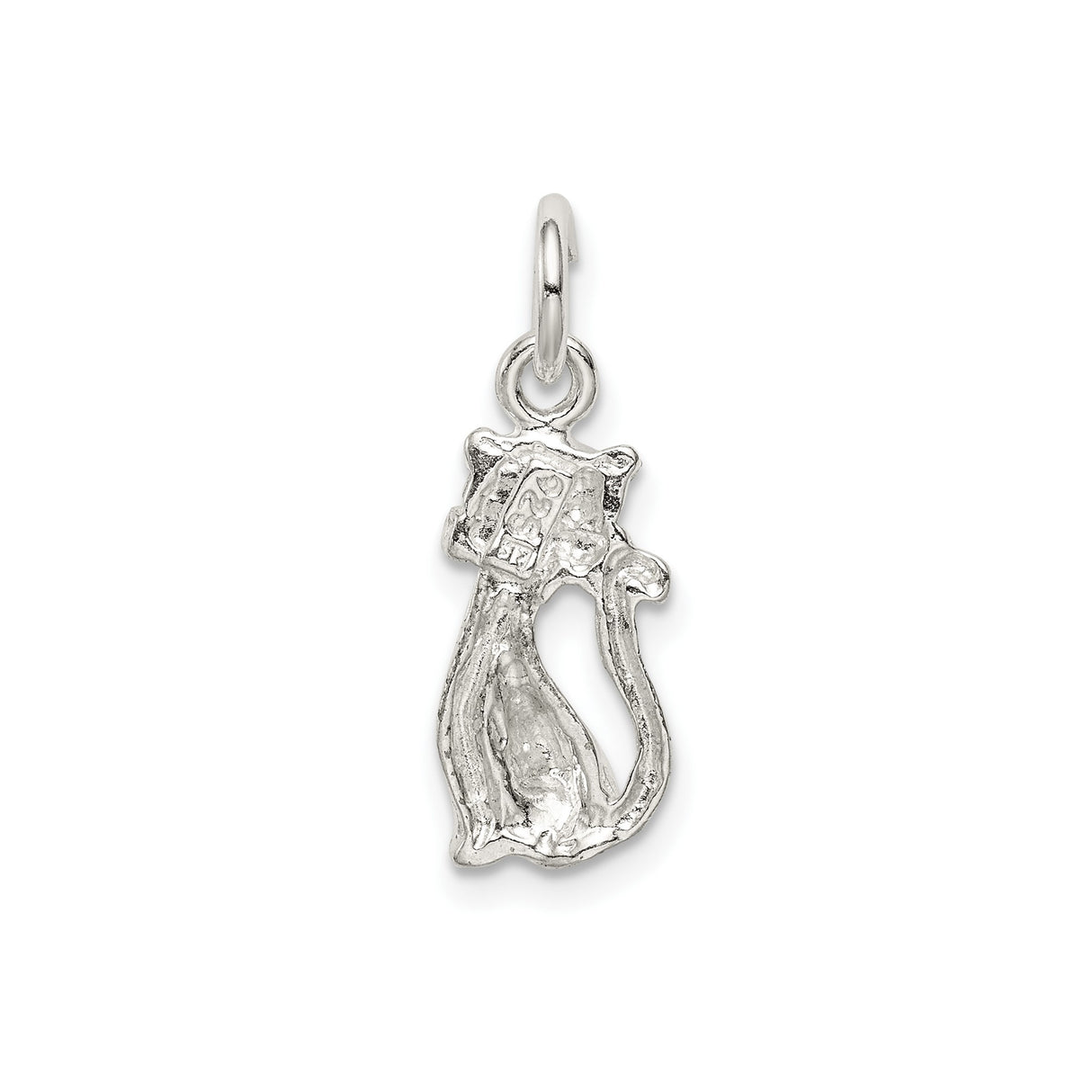 Sterling Silver Cat Pendant Charm with Whimsical Feline Silhouette Design
