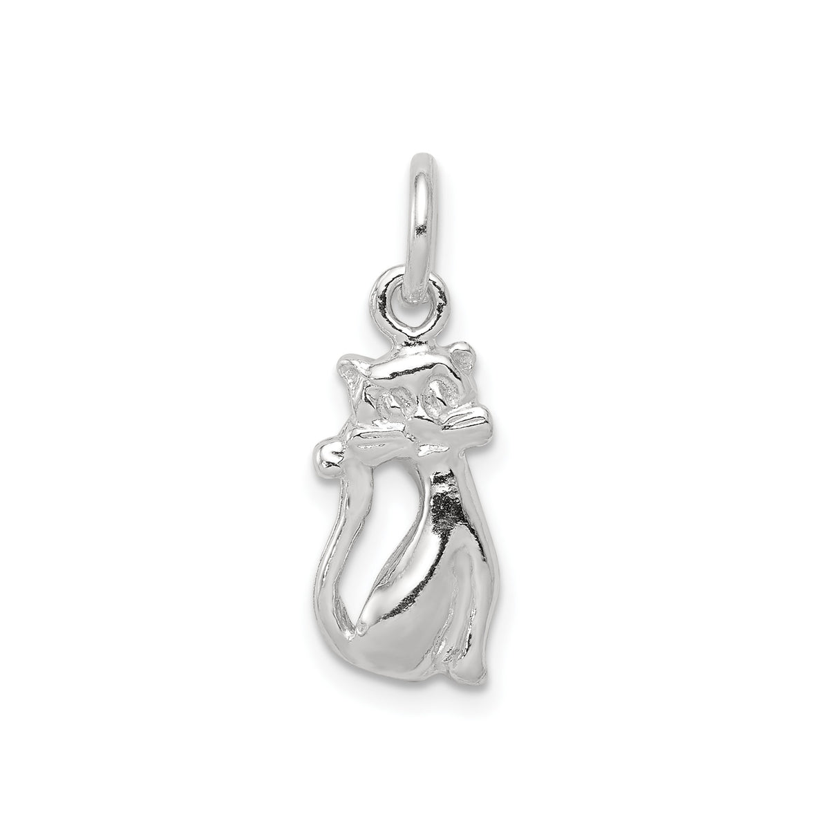 Sterling Silver Cat Pendant Charm with Whimsical Feline Silhouette Design