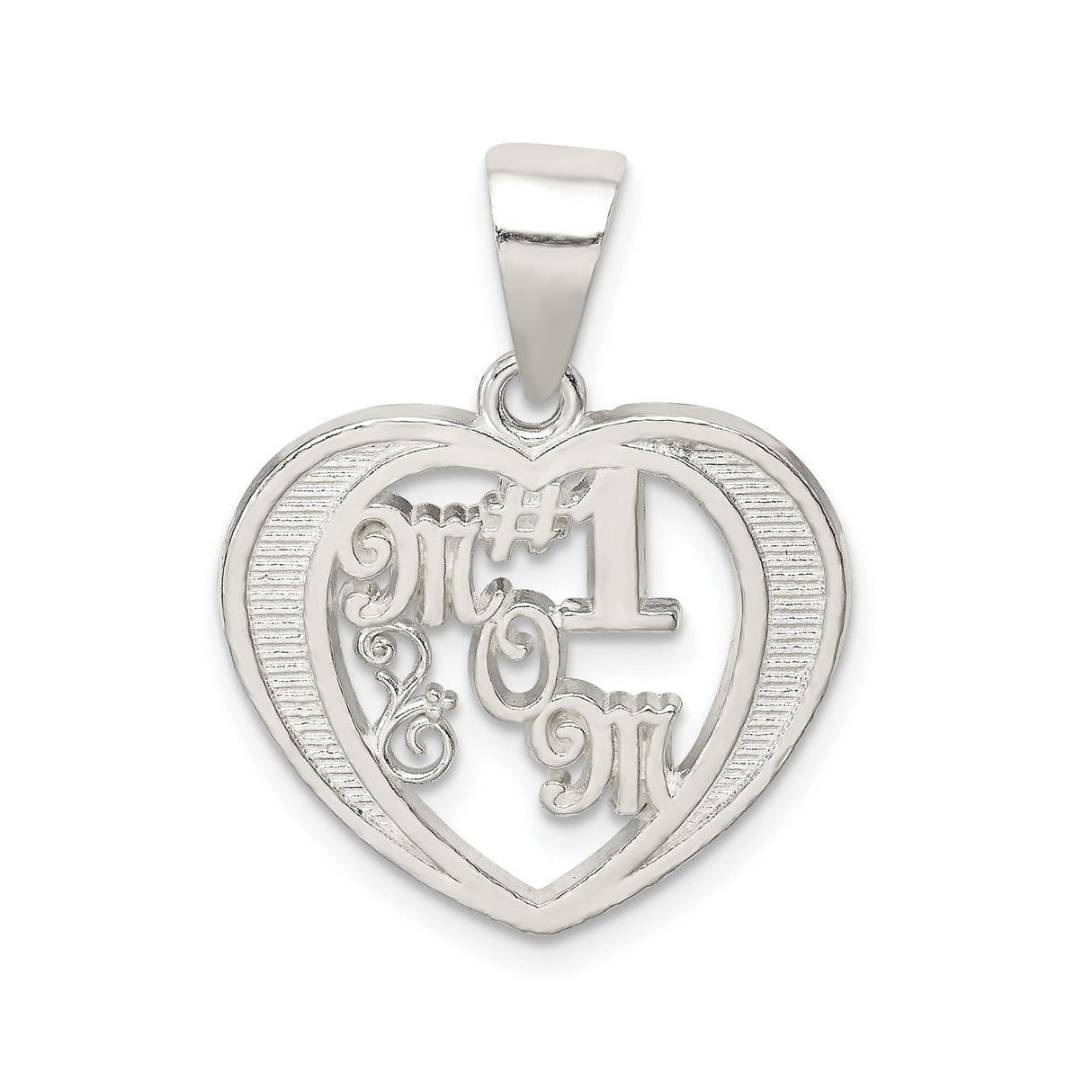 Sterling Silver Heart Pendant with Number 1 Mom Design, Sentimental Jewelry for Women