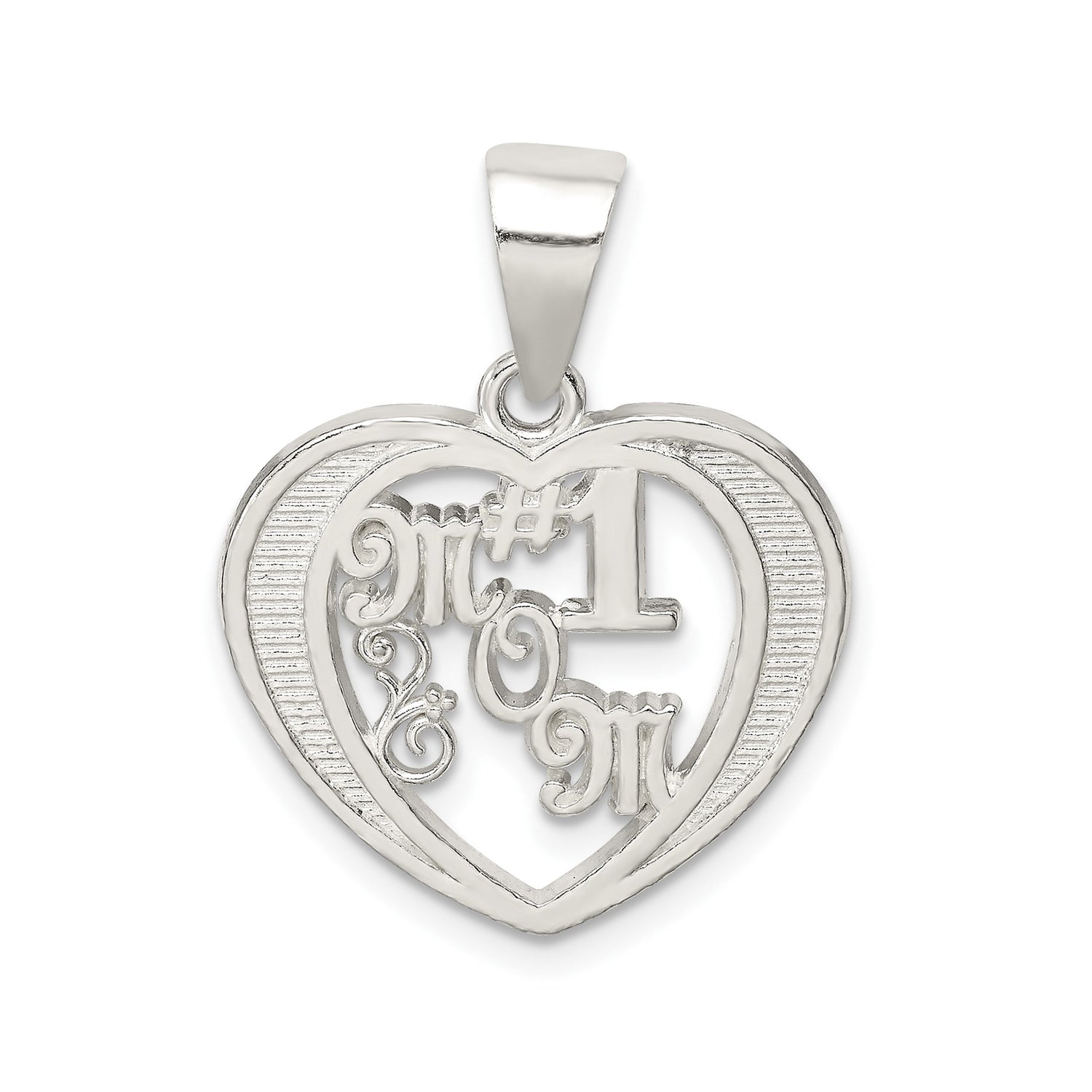 Sterling Silver Heart Pendant with Number 1 Mom Design, Sentimental Jewelry for Women