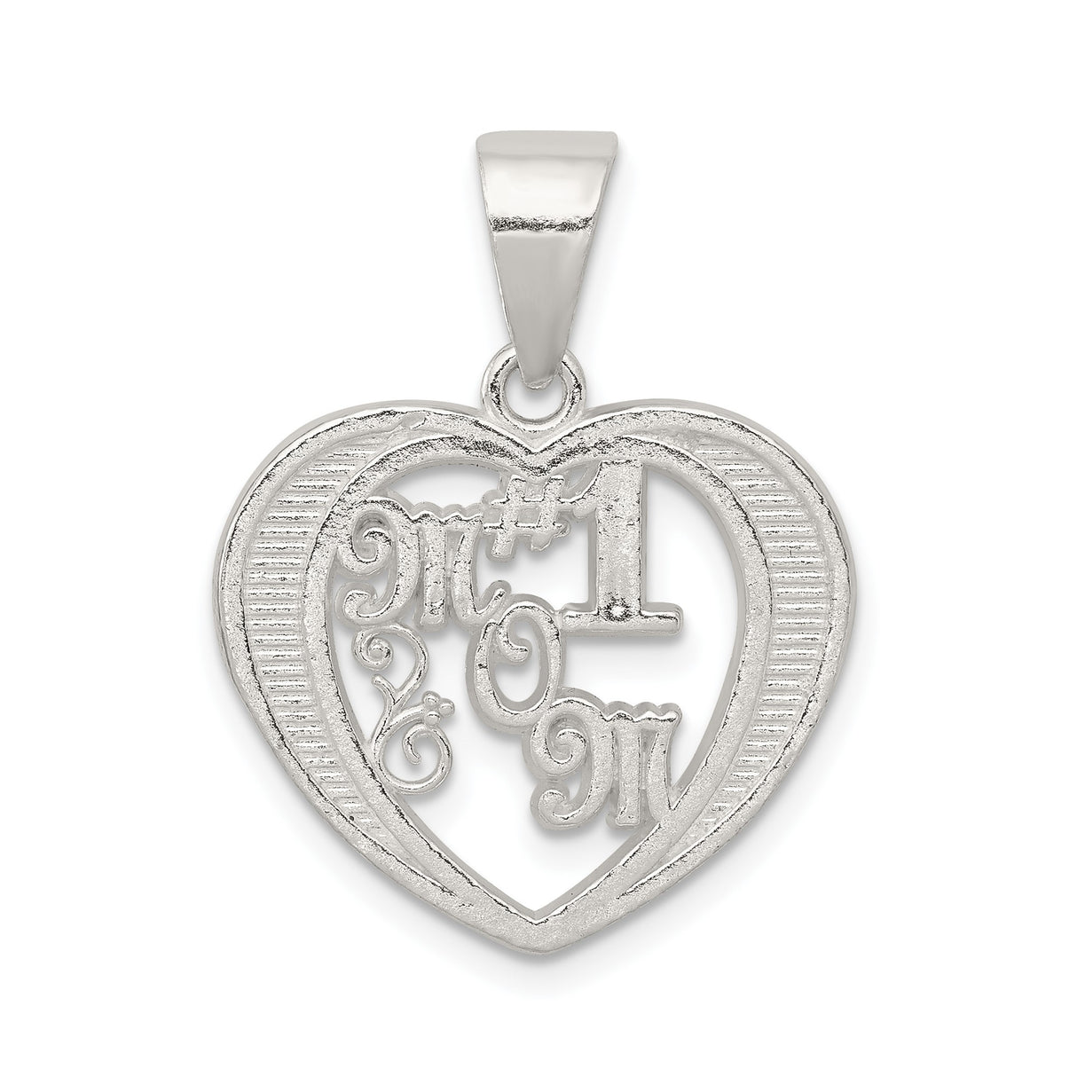 Sterling Silver Heart Pendant with Number 1 Mom Design, Sentimental Jewelry for Women