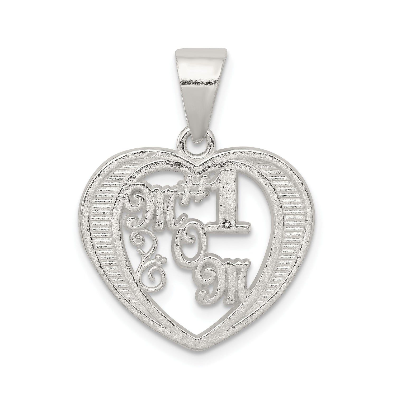 Sterling Silver Heart Pendant with Number 1 Mom Design, Sentimental Jewelry for Women