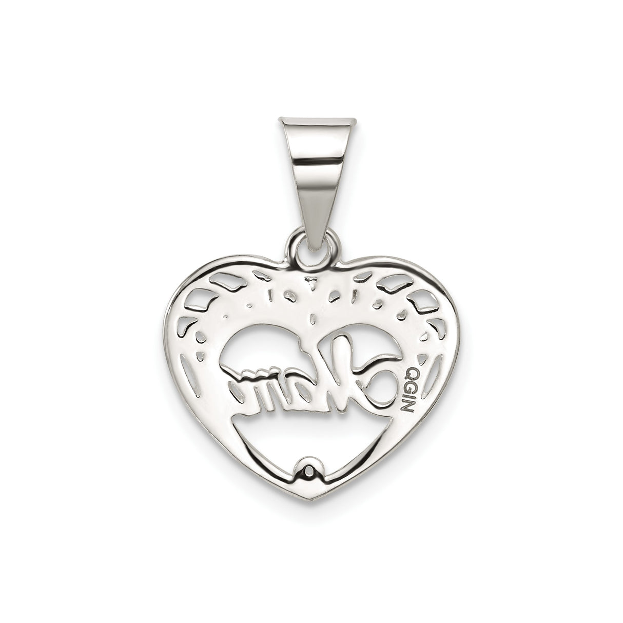 Mama Heart Charm Pendant in Real 925 Sterling Silver