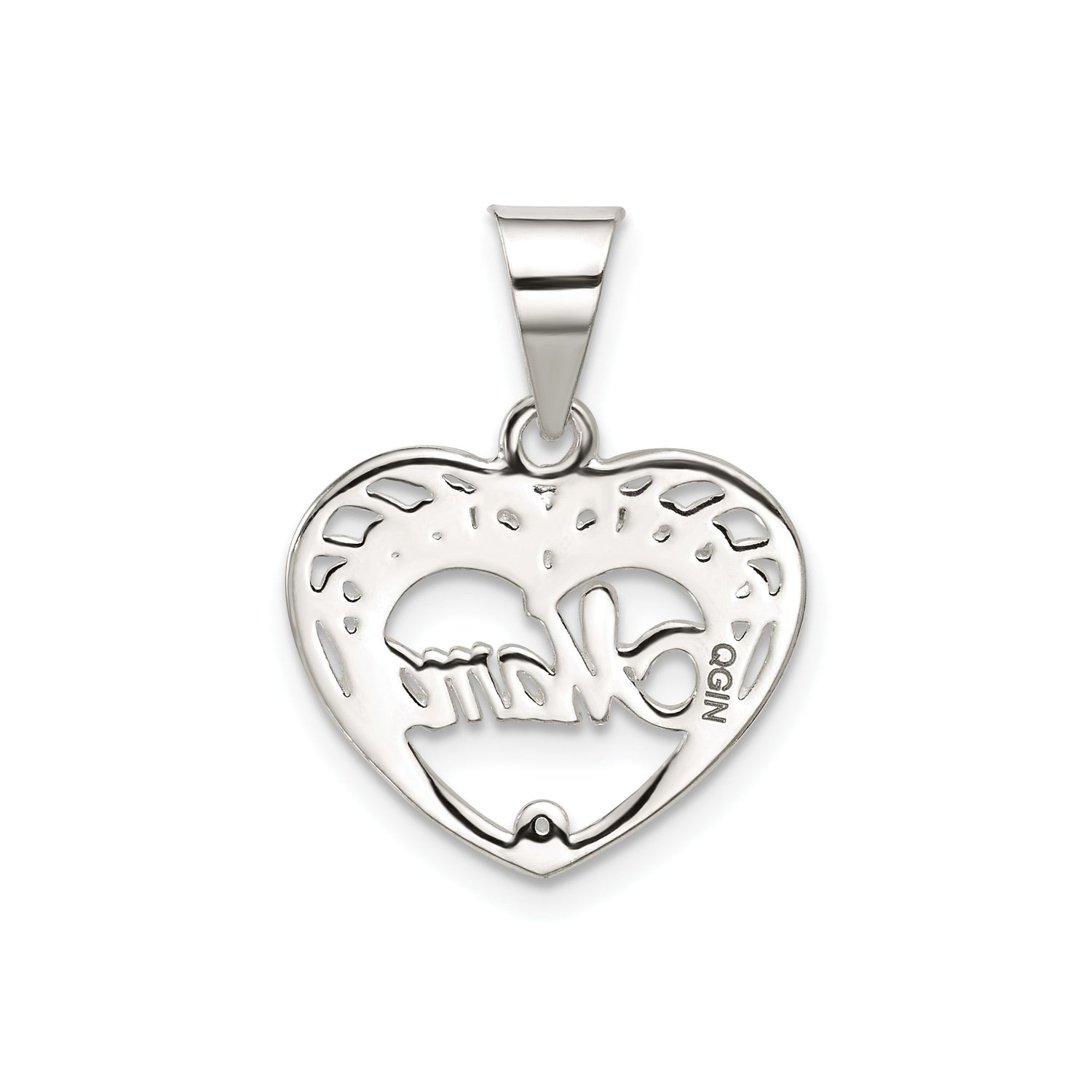Mama Heart Charm Pendant in Real 925 Sterling Silver