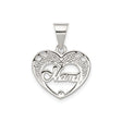 Mama Heart Charm Pendant in Real 925 Sterling Silver