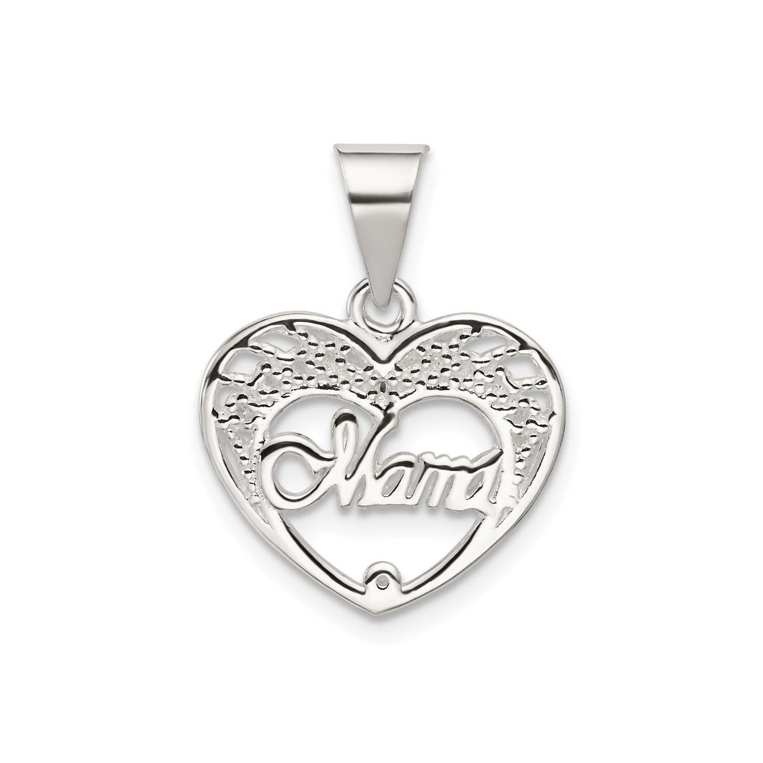 Mama Heart Charm Pendant in Real 925 Sterling Silver
