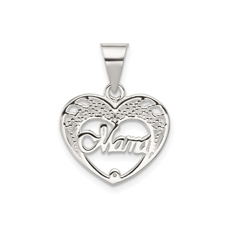 Mama Heart Charm Pendant in Real 925 Sterling Silver