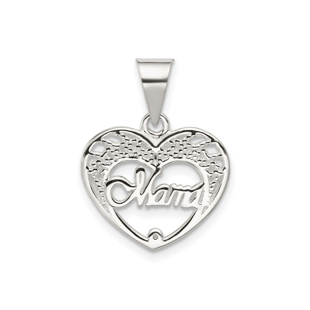 Mama Heart Charm Pendant in Real 925 Sterling Silver