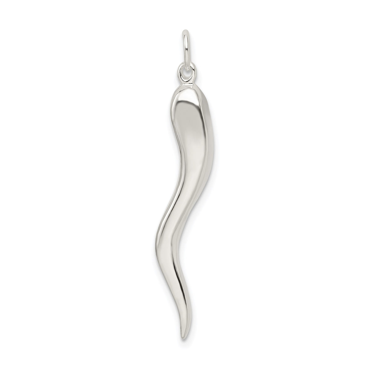 Sterling Silver Italian Horn Pendant, Cornicello Amulet for Protection and Good Luck