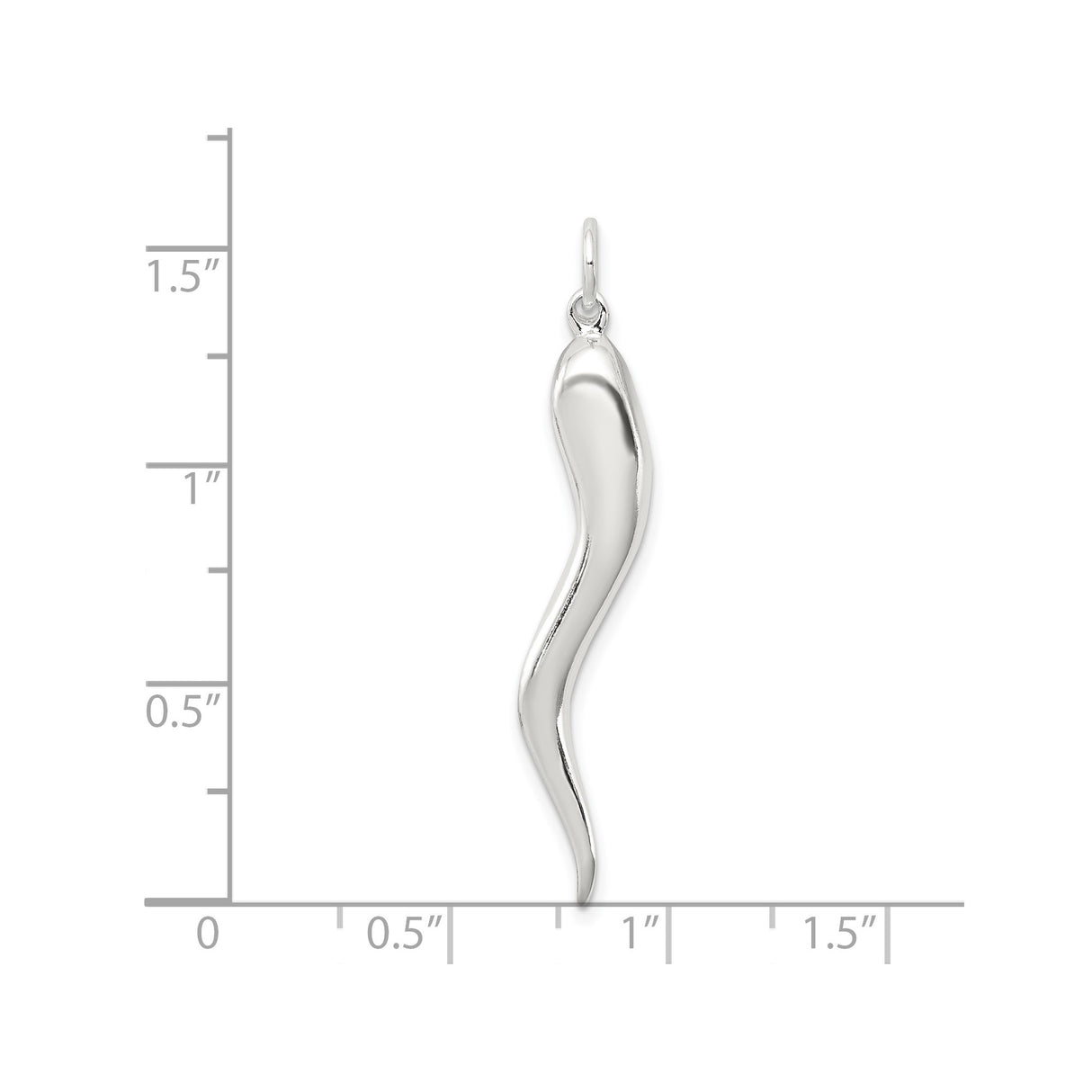 Sterling Silver Italian Horn Pendant, Cornicello Amulet for Protection and Good Luck