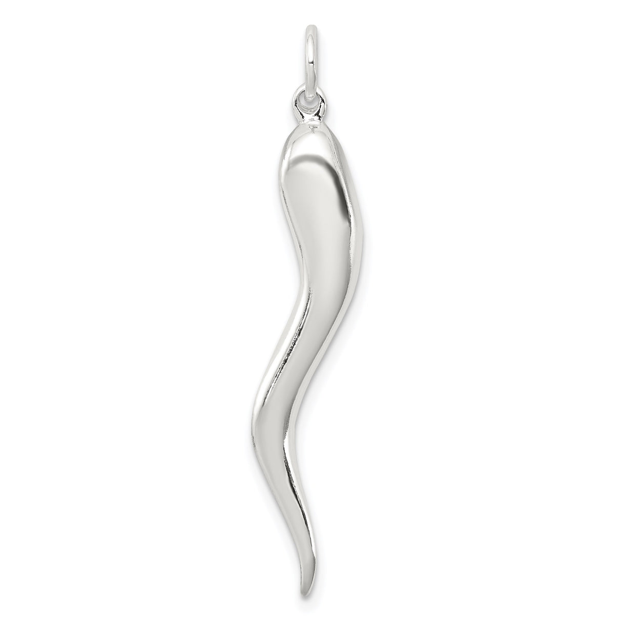 Sterling Silver Italian Horn Pendant, Cornicello Amulet for Protection and Good Luck