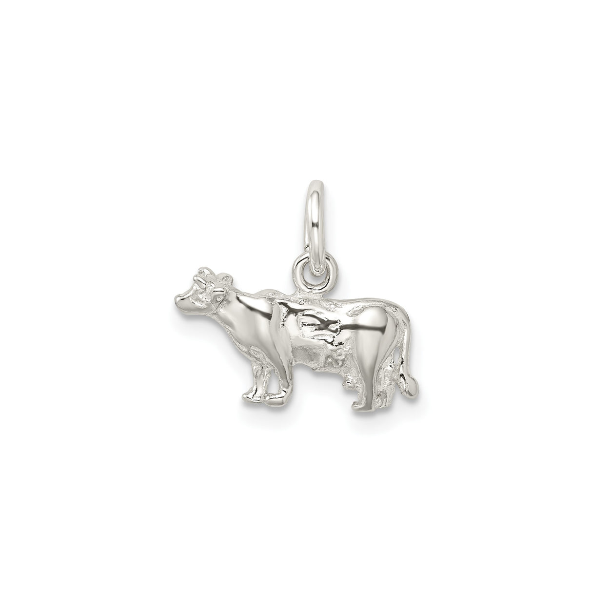 Sterling Silver Cow Pendant Charm, Detailed Farm Animal Country Style Jewelry
