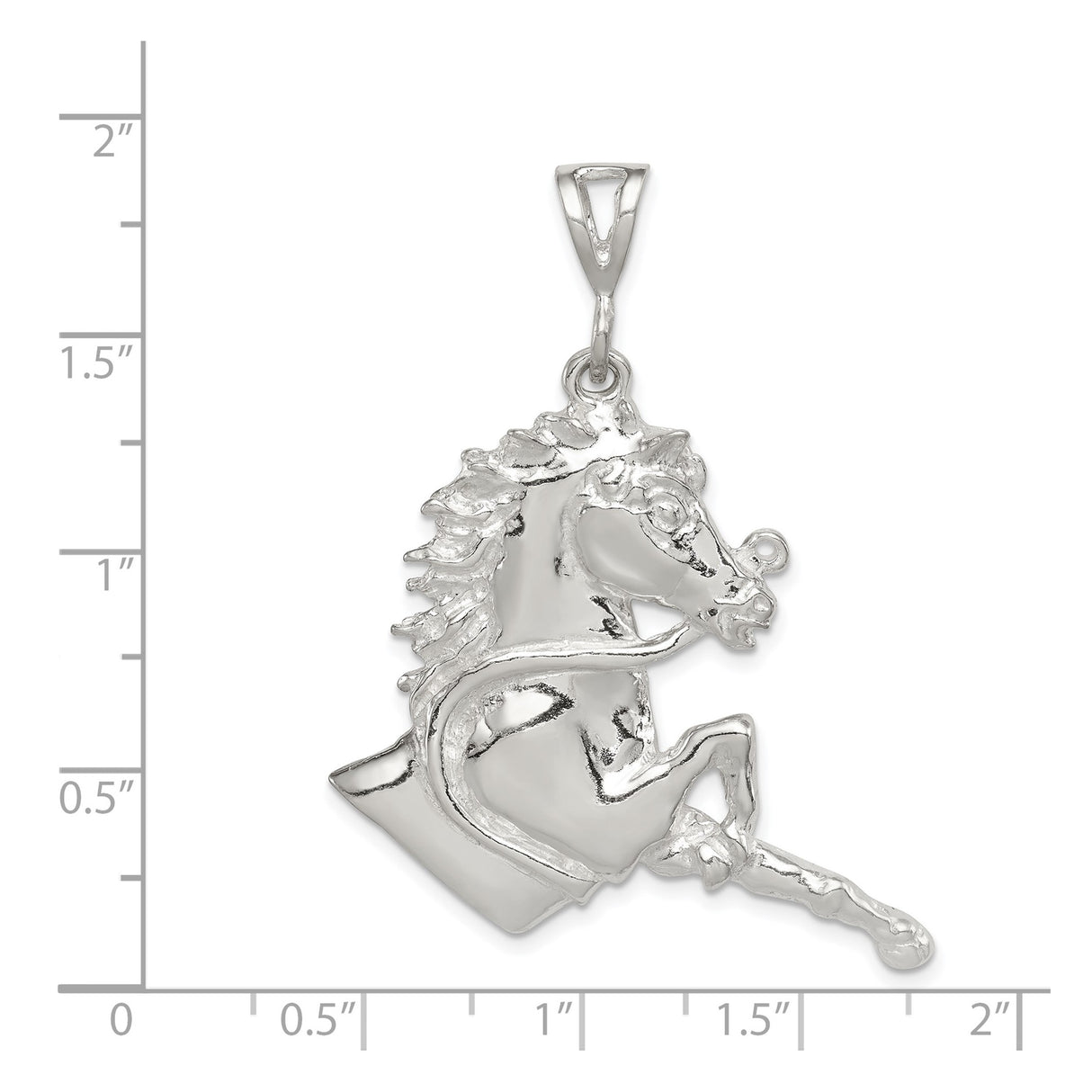 Sterling Silver Horse Head Pendant with Rearing Stallion Design, Western Cowboy Style