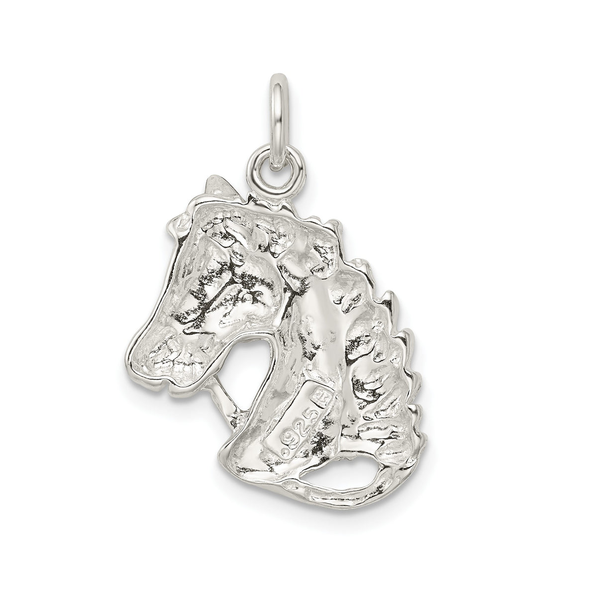 Sterling Silver Horse Head Pendant with Mane and Bridle Detail, Equestrian Jewelry
