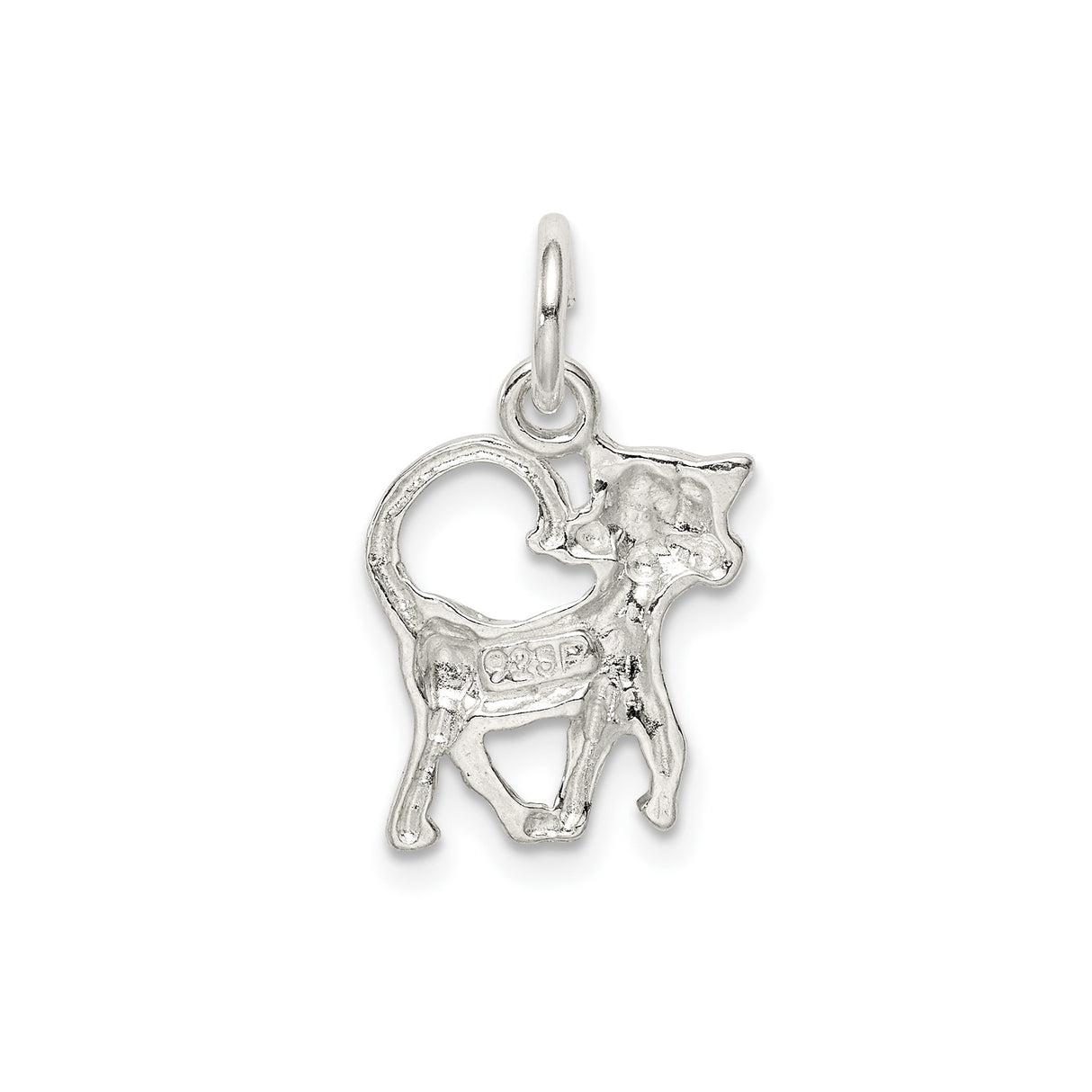 Sterling Silver Cat Pendant with Curled Tail and Arched Back Design