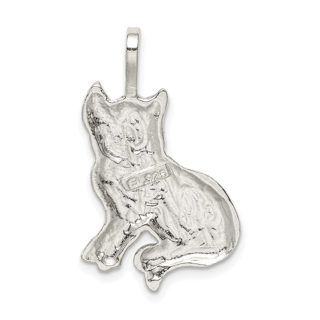 Sterling Silver Cat Pendant with Minimalist Sitting Feline Design for Women or Unisex Wear