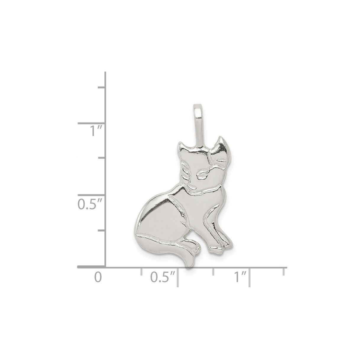 Sterling Silver Cat Pendant with Minimalist Sitting Feline Design for Women or Unisex Wear